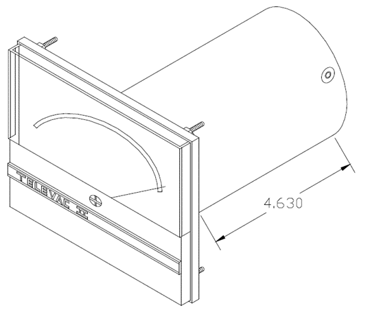 Dimensional drawing of the Televac® Compact 2A Vacuum Controller.